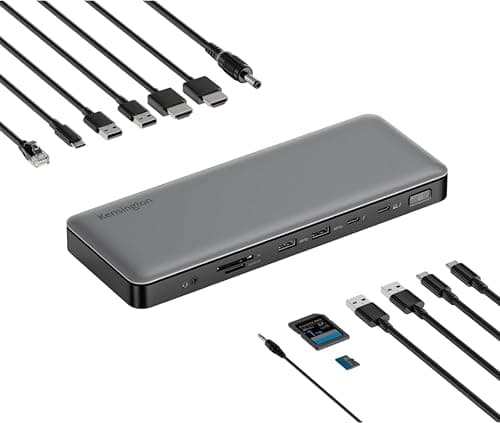 Image of Kensington SD5760T Thunderbolt 4 Docking Station, Dual Monitor 8K/4K, Micro SD Card Reader, 96W Power Delivery, 2 x HDMI, Ethernet, USB-C 3.2 & 4 x USB-A Ports (K34110EU)