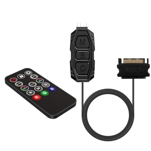 Image of 5V 3Pin ARGB Controller Built in Light SATA Power Supply Mode with Remote Control RGB Strip Lighting Board Cable Controller with Led Male Connector Splitter for Motherboards PC Fans Hub Control DIY