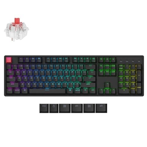 Image of Keychron K10 QMK Wireless Mechanical Keyboard Version 2, Full Size 104 Keys Gaming Keyboard with Aluminum Frame, Hot-Swappable Super Red Switch with RGB Backlits for Mac Windows, US ANSI Layout