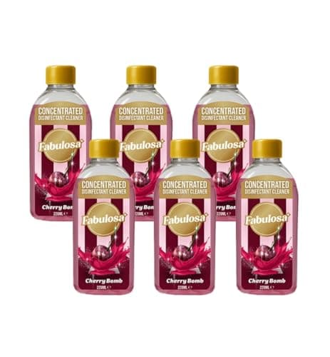 Image of Fabulosa 4 in 1 Concentrated Antibacterial Disinfectant All Purpose Cleaner, 220ml, 6 pack, Cherry Bomb