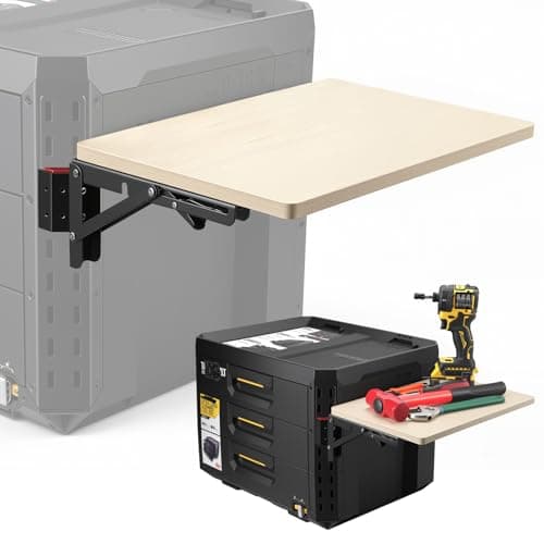 Image of Heavy Duty Foldable Work Table Fit for ToughBuilt StackTech Toolbox, Portable Side Workbench Attachment with 200 lbs Load Capacity,Packout Toolbox Accessories