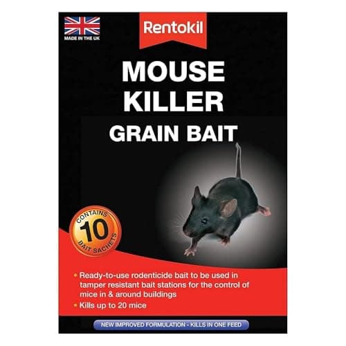 Image of Rentokil REN0340 Mouse Killer Grain Bait, Black, 4.2 x 10.5 x 14.5 cm