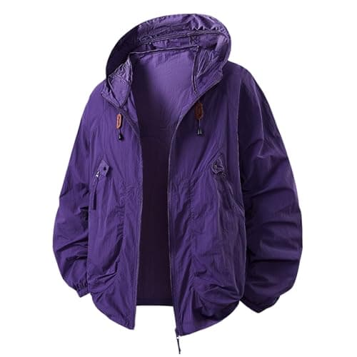 Image of Generisch 2025 Summer Protective Clothing for Men and Women The Same Thin Hooded Coat Puffer Jacket, Dark purple, S