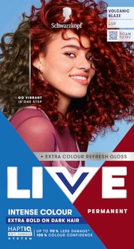 Image of Schwarzkopf LIVE Intense Colour L68 Volcanic Blaze, Long-lasting Permanent Red Hair Dye, Extra Bold on Darker Hair, With Extra Colour Refresh Gloss