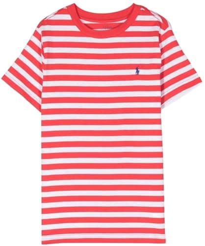 Image of Polo Ralph Lauren Womens Crew Neck Jersey T-Shirt, Stripped Red/White, XS
