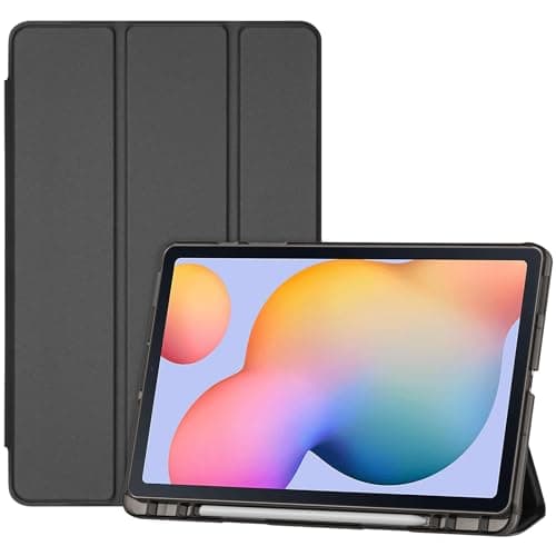 Image of ProCase Case for Galaxy Tab S6 Lite 10.4 2024 2022 2020(SM-P620/P625/P613/P619/P615/P610), Trifold Stand Folio Soft TPU Translucent Back Cover with S Pen Holder Support Auto Wake/Sleep -Black