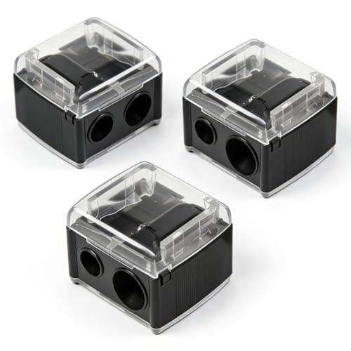 Image of 3 Pcs Eyeliner Sharpener,Catches Shavings,Stainless Steel and Plastic,Dual & Compact Cosmetic Pencil Sharpener for Eyeliner,Lip Liner,Brow Pencil etc,Essential Cosmetic Makeup Tool(Black)
