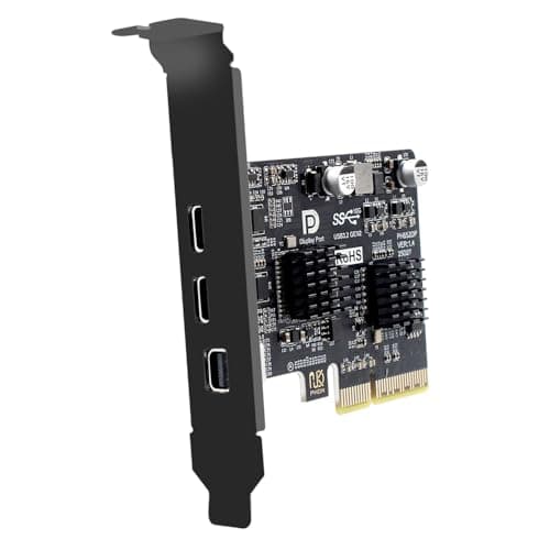 Image of NFHK PCI-E Express 4x & Mini Displayport 1.4 Input to Dual 10Gbps USB 3.1 Type-C USB-C & 4K 60hz Output Desktop Graphics Expansion Card Adapter ASM3142