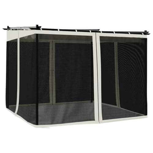 Image of vidaXL Gazebo with Mesh Walls - Cream 3x3 m - - Steel Frame, Retractable Roof, Water/UV-, Versatile for Garden Patio Deck