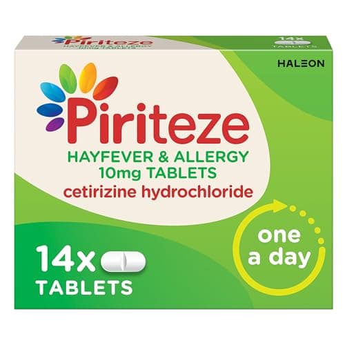 Image of Piriteze Hayfever & Allergy Antihistamine Tablets, Allergy Relief, Cetirizine, 14s