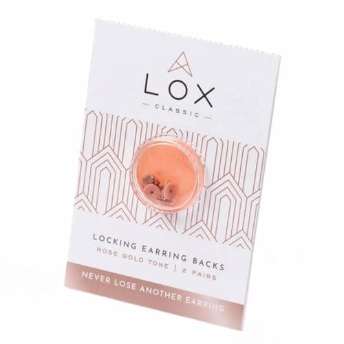 Image of LOX Women's Secure Earring Backs - For All Types of Earrings - Easy to Adjust, Hypoallergenic, Safe and Easy to Use Earring Backs - 2 Pairs - Rose Gold