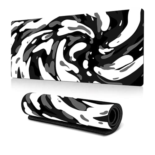 Image of Hixingo Abstract Vortex Large Mouse Mat, Gaming Mouse Pad, Mouse Pad, Mousepad with Stitched Edges, Non-Slip Rubber Base Mouse Pads for Office & Home (700 * 300 * 3mm,white gray)