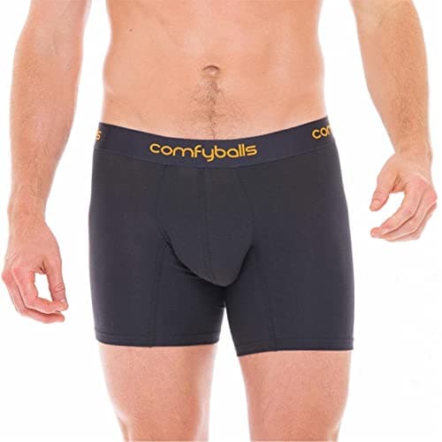 Image of Comfyballs Mens Cotton Long Boxer Charcoal Orange M