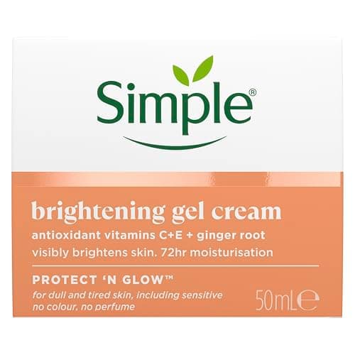 Image of Simple Protect 'N' Glow Brightening Gel Face Cream Facial Moisturiser With Antioxidant Vitamins C & E And Ginger Root For A Radiant Glow 50 ml