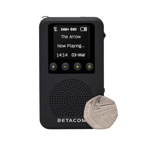 Image of BETACOM Pocket DAB Radio, Ultra Slim Digital Radio with Built-in Speaker, 1.44-inch Colour Display, Rechargeable Battery, Black