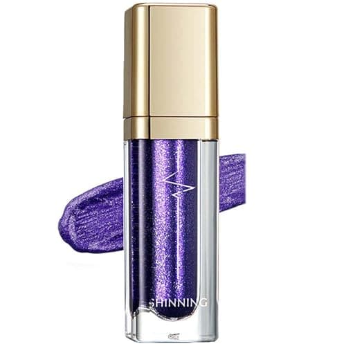 Image of Metallic Liquid Glitter Eyeshadow - Long Lasting Waterproof Matte Shimmer - Highly Pigmented Sparkly Eye Shadow - Easy to Blend - with Eyeliner Pen - Purple Crystal Glow(13#)