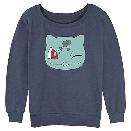 Image of Pokémon Women's Bulbasaur Face Fleece, Blue Heather, Large