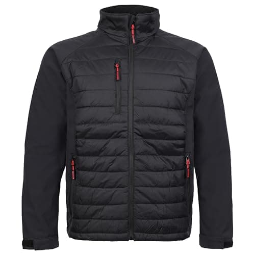 Image of TuffStuff - Snape Softshell Jacket - Size Large, Black - 220gsm ThermoFort Insulation, Adjustable Cuffs, Zipped Handwarmer & Chest Pockets - Mens Lightweight Jacket - Ideal for Work & Outdoors
