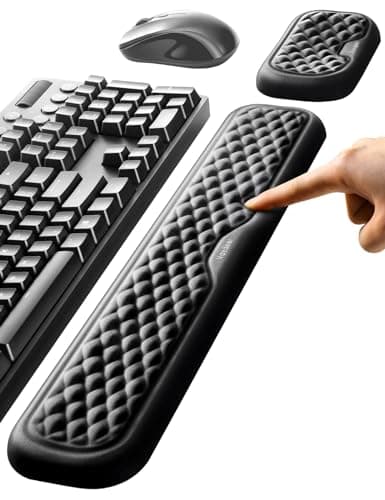 Image of VAYDEER Keyboard and Mouse Wrist Rest Pad Padded Memory Foam Hand Rest Support for Office, Computer, Laptop, Mac Typing and Wrist Pain Relief and Repair (17.32+5.91 inches, Black)