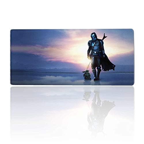 Image of Large Gaming Mouse Pad Mandalorian and Babyyoda,Mousepad with Stitched Edges & Non-Slip Rubber Base-3Mm Thick-Laptop Desk Pads-Computer Keyboard and Mice Combo Pad Mat 11.8X23.6