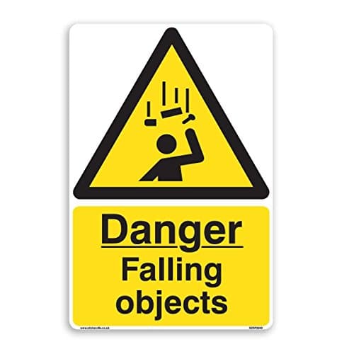 Image of Danger Falling Objects Sign - [A4 200mm x 300mm] Self Adhesive Sticker