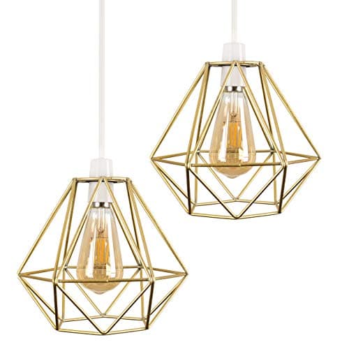 Image of MiniSun | Retro Style Gold Metal Basket Ceiling Light Shades | Pendant Lights, Home Décor & Improvement Essential | Set of 2 | 23.5cm Shade Width