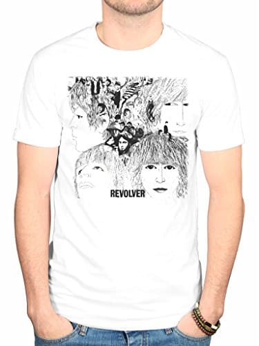 Image of Official The Beatles Revolver Album Cover T-Shirt Rock Band Merch, White, M