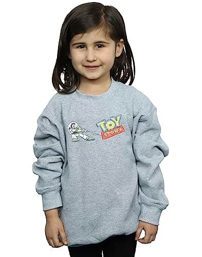 Image of Disney Girls Toy Story Buzz Pulling Logo Sweatshirt Sport Grey 7-8 Years