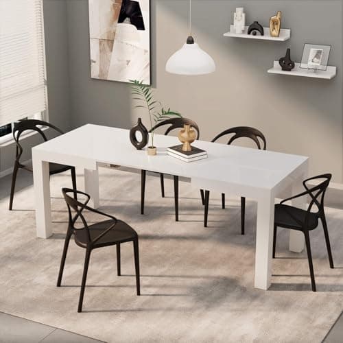 Image of Mobili Fiver, First Extendable Table, 120(200) x80 cm, High Gloss White, Made In Italy