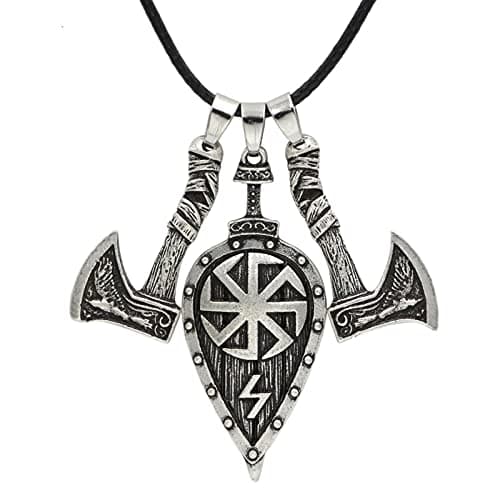 Image of Bysonglezai Necklace Men Pendant Chain Women Gift Vintage Necklace Nordic Viking Warrior Shield Pendant Men Punk Style Rock Party S1
