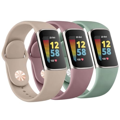 Image of Meliya Straps for Fitbit Charge 6/5, 3 Pack Silicone Replacement Sport Wristband for Women Men