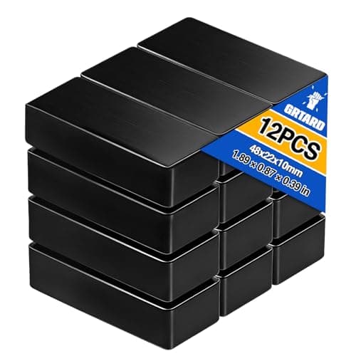 Image of Grtard Strong Ceramic Magnets 12 Pack, 1 7/8" x 7/8" x 3/8", High Heat & Corrosion Resistant, Heavy Duty Ferrite Magnet Blocks, Black Rectangular Magnets for Tools, Fridge, Mounting, Crafts, DIY