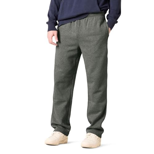 Image of Amazon Essentials Men's Fleece Open Bottom Sweatpant (Available in Big and Tall), Grey (Light Grey Heather), L
