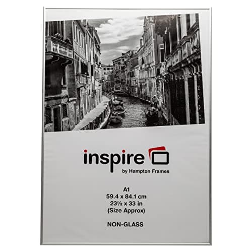 Image of Hampton Frames ALUMINIUM Poster Certificate Photo Frame Acrylic (Non Glass) Silver A1 (59x84cm) PAAFA1B
