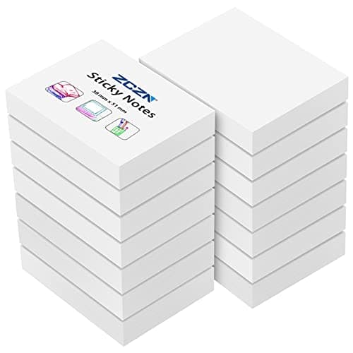 Image of ZCZN Small Sticky Notes 38 x 51mm, 100 Sheets/Pad, 14 Pads, White