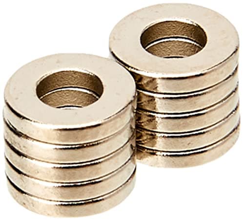 Image of Diametrically Magnetised N42 Neodymium Magnet for Engineering, Manufacturing and Technology Applications - 6mm O.D. x 3mm I.D. x 1mm thick - Pack of 10