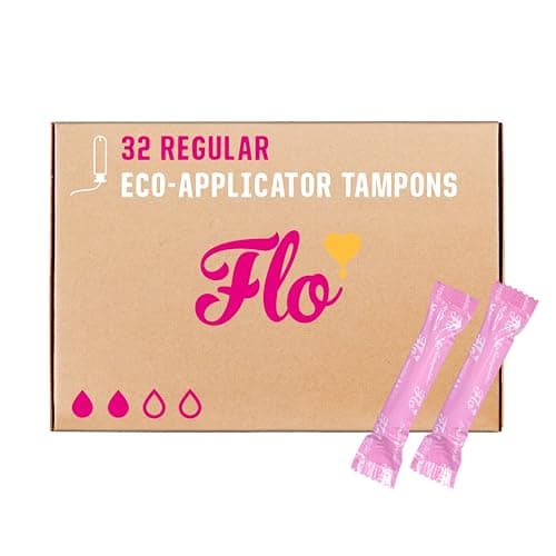 Image of Flo Organic Cotton Applicator Regular Tampons – Absorbent, Soft, Smooth Applicator - Regular Flow Tampons - 32 Tampons