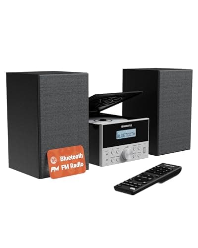 Image of 5.2 Bluetooth CD Player with Speakers | Powerful 20W Compact HiFi System with EQ Settings | FM Radio, 30 Presets, Wooden Build, Remote Included | USB, AUX, Plays MP3, CDs, CD-Rs | OAKCASTLE HIFI150
