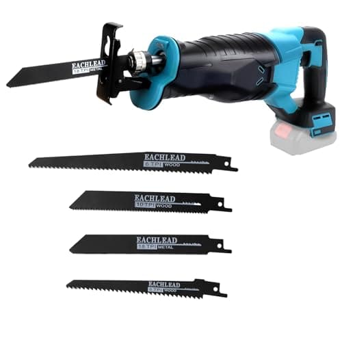 Image of Cordless Reciprocating Saw Compatible with Makita 18V Battery, Brushless Electric Sabre Saw with 4 Blades for Metal, Wood, PVC Pipe Cutting, Tree Pruning (Only Tools)