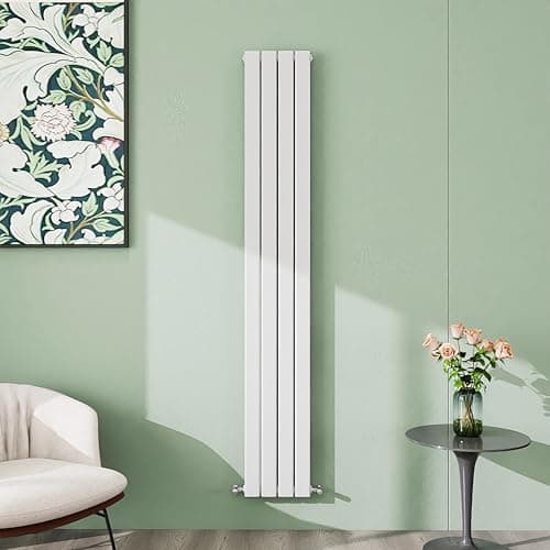 Image of Simple Bathroom 1800×272mm White Vertical Designer Radiator Single Panel Modern Central Heating Flat Panel Radiators