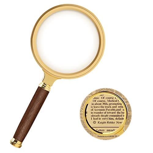 Image of Magnifying Glass 15X Handheld Reading Magnifier 90mm Portable Magnifying Lens with Non-Slip Wooden Handle Shatterproof Magnifying Mirror for Reading Newspaper Inspection Insects (90mm)
