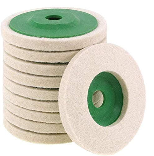 Image of CviAn Wool Buffing Wheels Set, 10pcs Wear-Resistant Angle Grinder Wheels, 4" Diameter, Fine Polishing/Waxing for Glass, Metal, Car, Wood, Marble, Stainless Steel Crafts