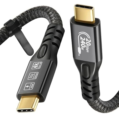 Image of 20Gbps USB C 3.2 Gen 2 Cable, Type C 4K@60Hz UHD Video 5A/240W PD3.1 Fast Charge Cord w/E-Marker Compatible with Thunderbolt 3/4 for iPhone MacBook Samsung Galaxy Dell Monitor (20G 240W 1M)