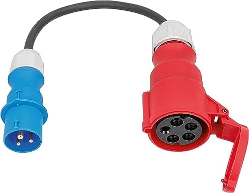 Image of as - Schwabe Adapter Cable E3 0.3 m H07RN-F 3G2.5, CEE Plug 230 V 16 A 3-Pin CEE Coupling Red 400 V 16 A 5-Pin with Hinged Lid 230 V 16 A Max. 3,500 W, IP44, 61372
