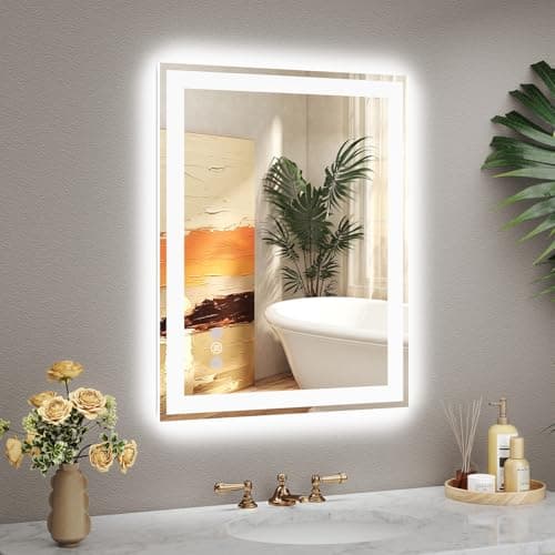 Image of Callsky LED Bathroom Mirror with Front and Backlit, 500x700 MM Dimmable Lighted Mirror for Wall, 3 Color Temperatures, Anti-Fog & Auto-Off, Memory Function, UKCA Certified Shatterproof Tempered Glass