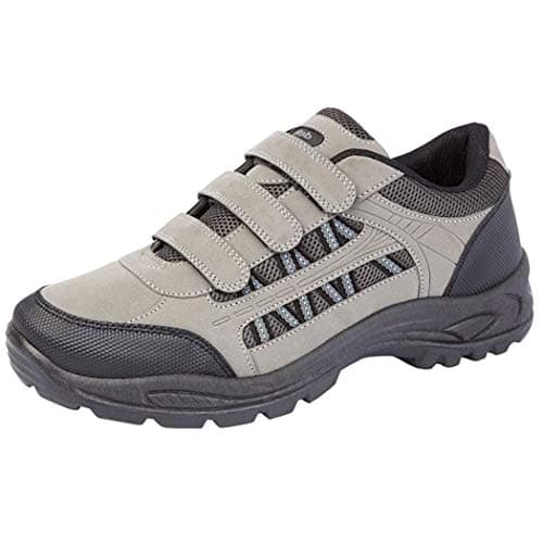 Image of Mens Grey and Black Triple Touch Fastening Trail Shoe - Ascend - Grey/Black - size UK Childrens Size 5