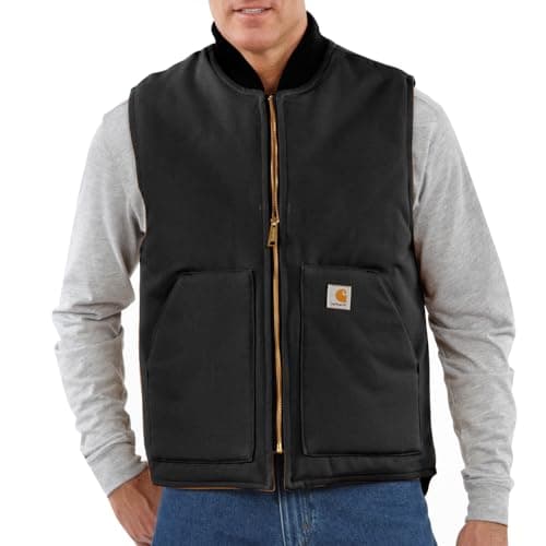 Image of Carhartt Men's V01 Relaxed Fit Firm Duck Insulated Rib Collar Vest, Black, XXL