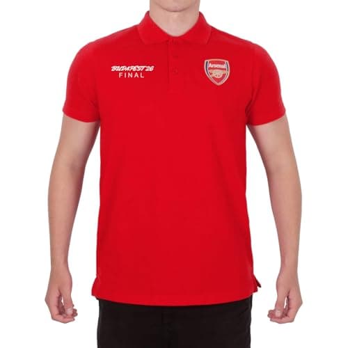 Image of Arsenal FC Mens Polo Shirt Budapest 2026 Official Football Gift Red Large