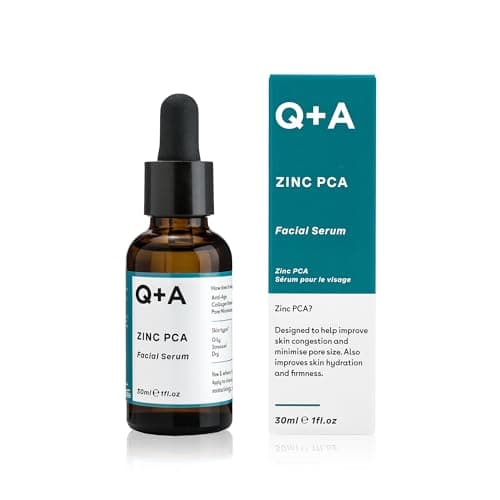 Image of Q+A Zinc PCA Facial Serum (30ml), 99% Natural, Pore-Refining & Firming Serum with Zinc PCA and Reishi & Shiitake Mushrooms, Reduces Redness & Blemishes, Fragrance Free, Vegan & Cruelty Free Skincare