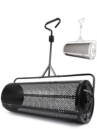 Image of Garden Tailor Compost Spreader Peat Moss Roller: 44 in 142L TowableLawn Spreader with Installation Support Accessories, Metal Mesh Garden Roller for Top Soil, Manure, Mulch